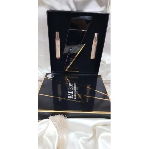 Carolina Herrera Bad Boy SET edt 100 ml erkek parfüm & 2 x 8 ml Decant çanta boy parfüm